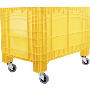 kaiserkraft Großbehälter, Inhalt 535 l, 4 Lenkrollen, davon 2 mit Feststeller, gelb