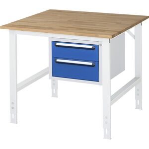 kaiserkraft Arbeitstisch mit Schubladenschrank, Unterbau-Container mit 2 Schubladen 1 x 150, 1 x 180 mm, BxT 1000 x 1000 mm, B-Platte, Stärke 25 mm