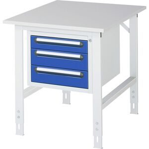kaiserkraft Arbeitstisch mit Schubladenschrank, Unterbau-Container mit 3 Schubladen 1 x 90, 2 x 120 mm, BxT 750 x 1000 mm, M-Platte, Stärke 22 mm