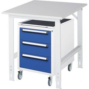RAU, RAU Werkstatt-Set TOM 2-teilig, mit Werktisch, HxBxT 760-1.080 x 750 x 1.000 mm, Arbeitsplatte Melamin-Belag, zzgl. Roll-Container mit 3 Schubladen, HxBxT 690 x 480 x 600 mm