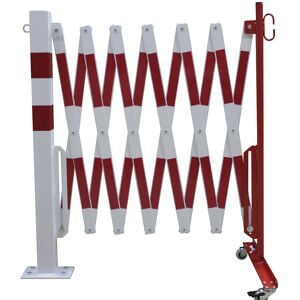 dancop, dancop Scherengitter, 1 Rollenfuss, 1 Absperrpfosten, Breite 4.000 mm, rot/weiss