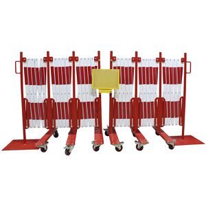dancop, dancop Scherengitter-Set, 2 Rollenfüsse, 2 Fussplatten, Breite 2x 8.000 mm, rot/weiss