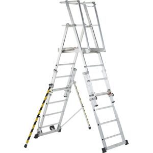 ZARGES, ZARGES Teleskop-Podestleiter, 2-seitig begehbar, Standhöhe 1,80 m