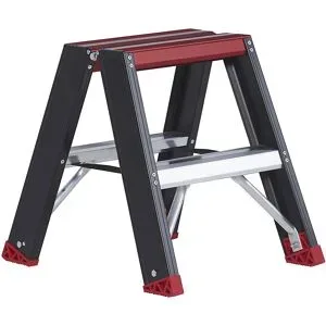 undefined, Doppelstufenstehleiter Professional Topline, Aluminium, 2x2 Stufen, schwarz