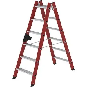 Kunststoffleiter, mit geriffelten Aluminium-Stufen, 2 x 6 Stufen MUNK