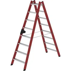 Kunststoffleiter, mit geriffelten Aluminium-Stufen, 2 x 8 Stufen MUNK