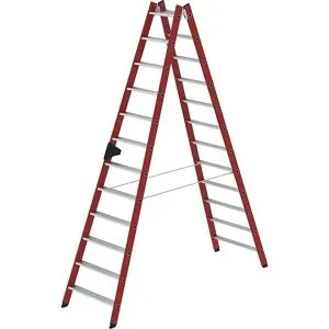 Kunststoffleiter, mit geriffelten Aluminium-Stufen, 2 x 12 Stufen MUNK