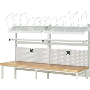RAU, RAU Werkbank-Aufbau, HxBxT 1.130 x 2.500 x 350 mm, mit 2 Etagenboards, 2 Halteschienen und 2 Flachbildschirmhalter, Komplettset 03 für Produktbreite 2.500 mm