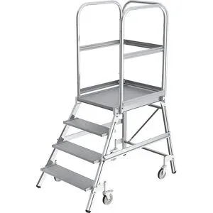 MUNK Günzburger Steigtechnik, MUNK Günzburger Steigtechnik 50104 Aluminium Podestleiter Arbeitshöhe (max.): 3 m Silber 32 kg