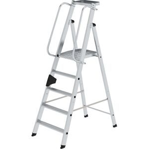 Alu-Stehleiter mit großer Plattform, Handlauf beidseitig, 5 Stufen inkl. Plattform MUNK