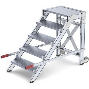 Treppenpodest, Stufenbreite 600 mm, Tragfähigkeit 200 kg, 5 Stufen MUNK