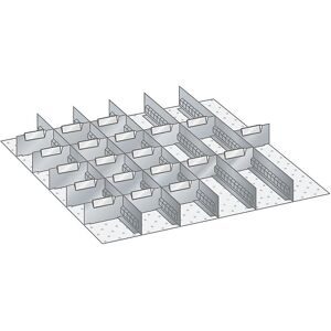 Schubladeneinteilungsmaterial-Set, 5 Schlitzwände und 20 Trennbleche, 25-teilig, für Fronthöhe 75 mm LISTA