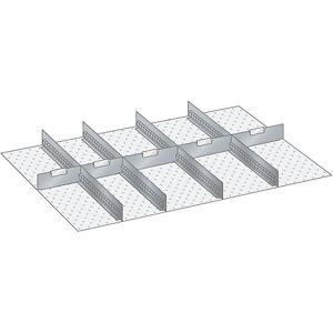 Schubladeneinteilungsset, 4 Schlitzwände, 5 Trennbleche, 9-teilig, für Fronthöhe 200 mm LISTA