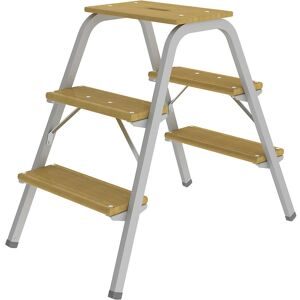 MUNK Günzburger Steigtechnik, Stahlrohr-Tritt mit Holzstufen ohne Rollen 3 Stufen inkl. Plattform. MUNK GmbH 15606049