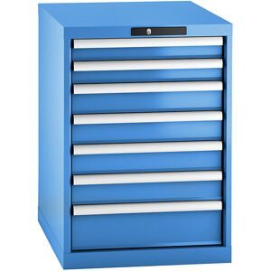 Lista, LISTA Schubladenschrank 27x36E, (BxTxH) 564x725x800mm, 7 Schubladen, 2 x 75 / 4 x 100 / 1 x 150, lichtblau, KEY Lock