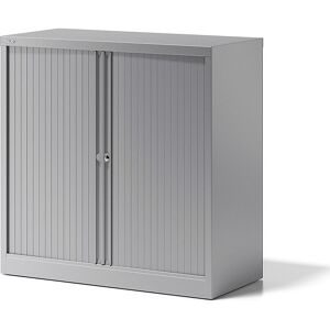 Rollladenschrank ESSENTIALS, HxBxT 1000 x 1000 x 470 mm, 1 Fachboden, silber BISLEY