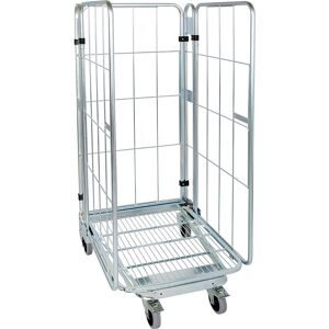 kaiserkraft Rollbehälter, nestbar, 3-seitig, mit Gitterboden, HxBxT 1660 x 729 x 818 mm, ab 5 Stk