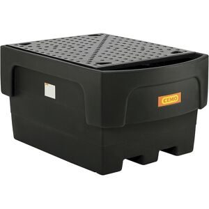 CEMO, IBC-Auffangwanne, Polyethylen, 1100 l, 1500 kg, Abfüllvorsatz u. PE-Lochplatte, unterfahrbar