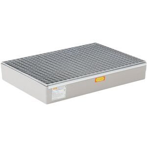 CEMO, GFK-Paletten-Auffangwanne 150 CEMO, für Euro-Paletten, B 1200 x T x 800 x H 190 mm, mit verzinktem Gitterrost