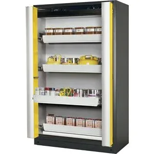asecos®, Sicherheitsschrank Typ 90 asecos Q-PHOENIX-90, Falttüren, Front Sicherheitsgelb, B 1193 x T 615 x H 1953 mm