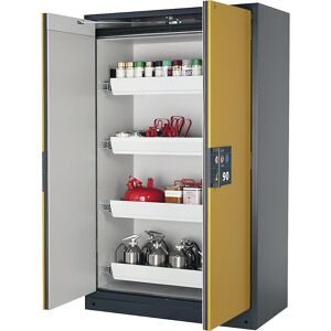 asecos®, Sicherheitsschrank Typ 90 asecos Q-PEGASUS-90, Flügeltüren mit Schliess-Automatik, Einhandbedienung, Front Sicherheitsgelb, B 1193 x T 615 x H 1953 mm