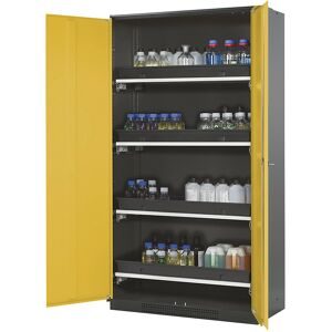 asecos®, asecos® Chemikalienschrank CS-CLASSIC, mit 4 Tablarauszügen und PP-Wanne, HxBxT 1.950 x 1.055 x 520 mm, goldgelb