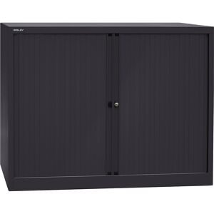 Euro-Rollladenschrank, Breite 1200 mm, 2 Fachböden, schwarz BISLEY