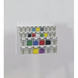 undefined, Wand-Kleinteilelager MultiStore, 30 Lagerboxen, Volumen 5,2 l, B 600 x T 108 x H 410 mm, Holzplatte & Polystyrol