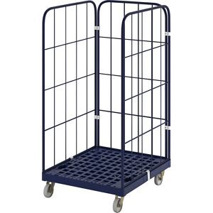 rolltainer®, Rollbehälter Classic, 3-seitig, pulverbeschichtet, Kunststoff-Rollplatte, HxBxT 1.650 x 724 x 815 mm, enzianblau
