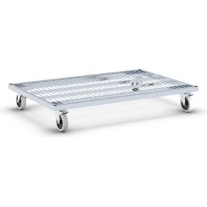 rolltainer®, Metall-Rollplatte, blau verzinkt, BxT 800 x 1.200 mm, Rollen-Ø 125 mm