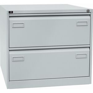 Bisley, BISLEY Hängeregisterschrank LIGHT mit Griffleiste, 2-bahnig, 2 Schubladen, lichtgrau