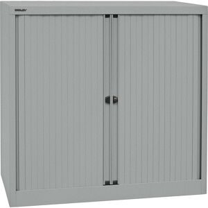 Euro-Rollladenschrank, Breite 1000 mm, 2 Fachböden, silber BISLEY