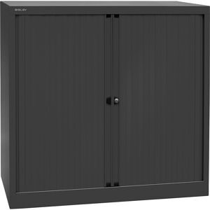 Euro-Rollladenschrank, Breite 1000 mm, 2 Fachböden, schwarz BISLEY