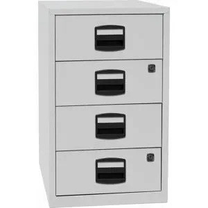 Beistellschrank PFA, 4 Universalschubladen, lichtgrau BISLEY
