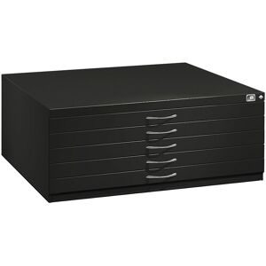 Zeichnungsschrank, DIN A1, 5 Schubladen, Höhe 420 mm, schwarzgrau C+P