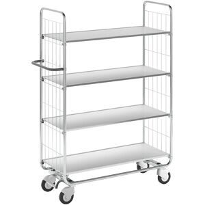Verzinkter Etagenwagen, 4 Böden, LxBxH 1195 x 470 x 1590 mm, 4 Rollen, 2 feststellbar Kongamek