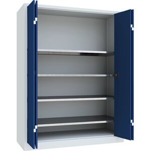 Falttürenschrank, Höhe 1950 mm, Breite 1500 mm, Tiefe 600 mm, grau/blau Pavoy
