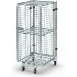 rolltainer®, Anti-Diebstahl-Behälter, mit Stahlboden, nestbar, Höhe 1.880 mm, mit Zwischenboden