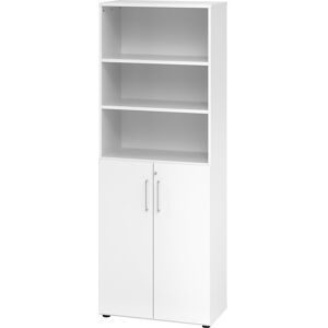 Hammerbacher, Hammerbacher Schrank V968T3/W/W/BS Weiß 80 x 42 x 215,4 cm
