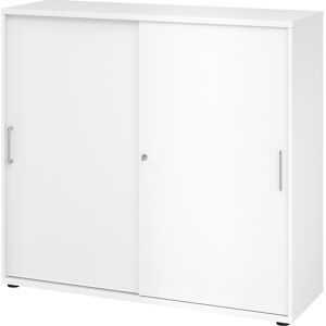 Hammerbacher, Hammerbacher Schrank V1753S/W/W/BS Weiß 120 x 40 x 110 cm