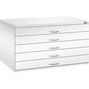 C + P, Planschrank aus Stahl, für Formate bis DIN A0, 5 Schubladen
