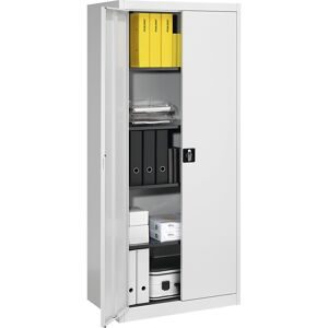 Flügeltürenschrank HxB außen 1950 x 950 mm, mit 4 Fachböden, Tiefe 500 mm, lichtgrau RAL 7035 mauser