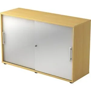 undefined, Schiebetürenschrank JENA, 2 OH, Front silber, B 1200 x T 400 x H 748 mm, Buche-Dekor