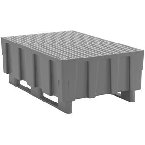 CEMO, EURO-Auffangwanne 250/2 CEMO, Polyethylen, mit 2 Kufen, mit Zulassung, B 1205 x T 805 x H 430 mm, mit verzinktem Gitterrost