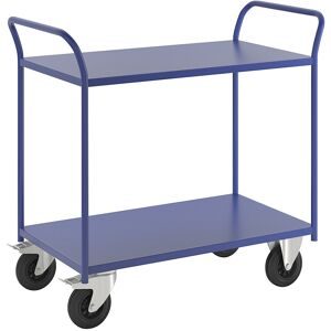 KONGAMEK, Tischwagen KM41, 2 Etagen, LxBxH 1070 x 550 x 1000 mm, blau, 2 Lenkrollen mit Stopp, 2 Bockrollen, ab 5 Stk Kongamek
