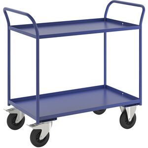 KONGAMEK, Tischwagen KM41, 2 Etagen mit Aufkantung, LxBxH 1070 x 550 x 1000 mm, blau, 2 Lenkrollen mit Stopp, 2 Bockrollen, ab 5 Stk Kongamek