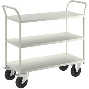 KONGAMEK, Tischwagen KM41, 3 Etagen, LxBxH 1080 x 450 x 975 mm, weiß, 2 Lenkrollen mit Stopp, 2 Bockrollen, ab 5 Stk Kongamek