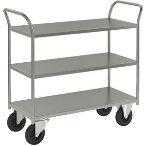 Tischwagen KM41, 3 Etagen, LxBxH 1080 x 450 x 975 mm, verzinkt, 2 Lenk- und 2 Bockrollen Kongamek