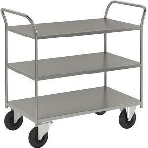 KONGAMEK, Tischwagen KM41, 3 Etagen, LxBxH 1070 x 550 x 975 mm, verzinkt, 2 Lenk- und 2 Bockrollen, ab 5 Stk Kongamek
