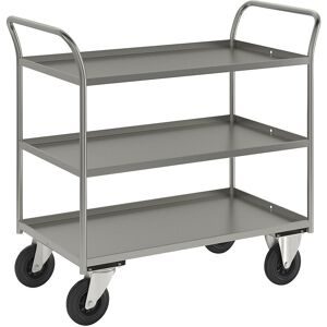 KONGAMEK, Tischwagen KM41, 3 Etagen mit Aufkantung, LxBxH 1070 x 550 x 1000 mm, verzinkt, 2 Lenk- und 2 Bockrollen, ab 5 Stk Kongamek